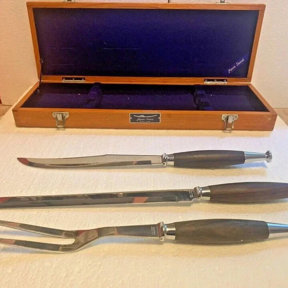 Vintage Japan Sword 4pc Stainless Steel Carving Set